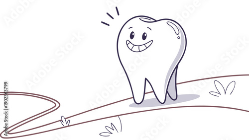 Friendly cartoon tooth character smiling with excitement