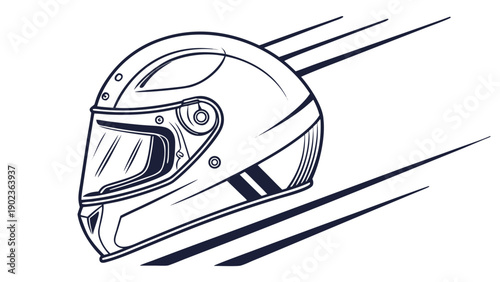 Racing motorcycle helmet speeding down the track