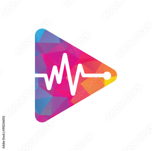 Medical podcast logo with Heart pulse. Podcast Heartbeat Line Logo Design Vector Template.