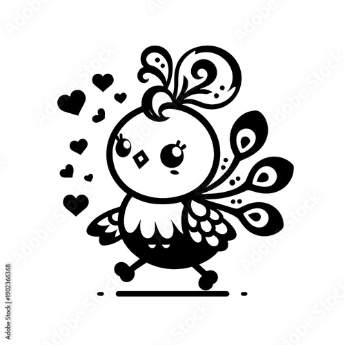 black and white peacock