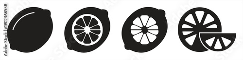 Lemon fruit icon collection. In various different styles, EPS10 with white background, vector illustration.


