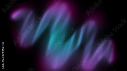Abstract dark background with vibrant holographic light streaks and iridescent gradients. Neon rainbow reflections, soft glow, grain texture, modern futuristic. Posters, banners, album covers, headers
