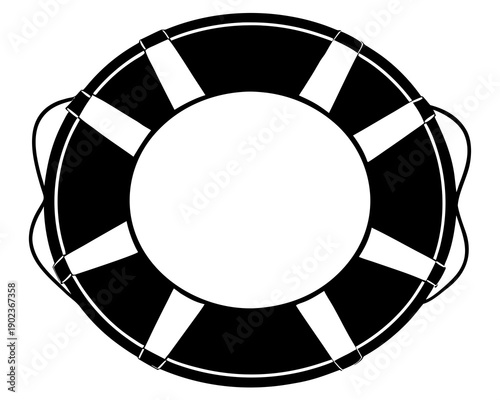 Life Buoy Ring Silhouette Vector, Water Safety Equipment Illustration
