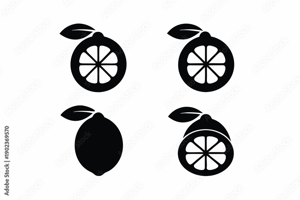 Fototapeta premium Lemon silhouette vector illustration isolated on white background