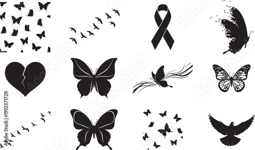 Mental health awareness symbols collection