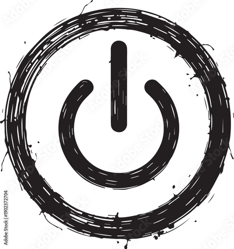 Illustration of the power symbol, offering a minimalist representation of technology, control, and functionality.