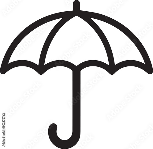 A minimalist black umbrella icon, conveying simplicity and essential protection from the elements. 