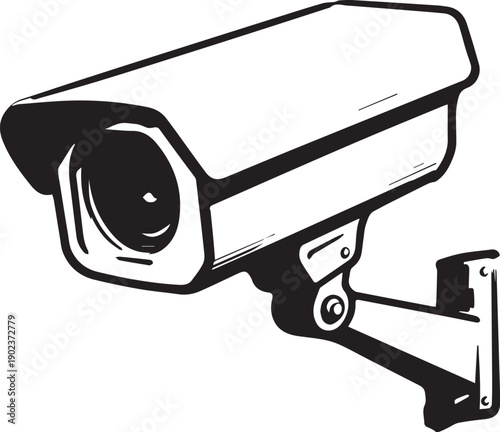 Surveillance camera security and safety for public monitoring with close up view.