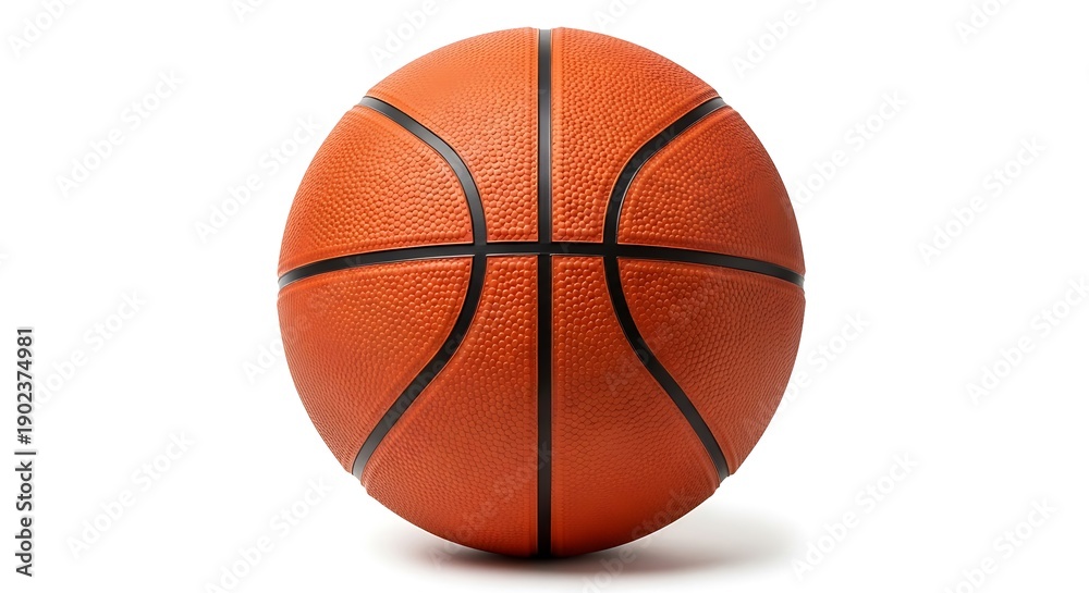 Fototapeta premium Orange basketball with black lines on white background