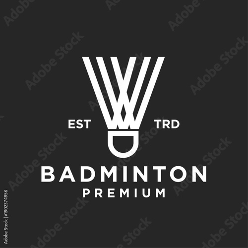 Minimalist Badminton Sport Premium Logo with Stylized Shuttlecock Icon