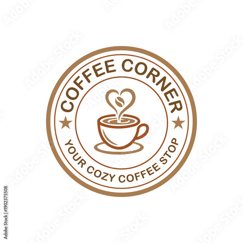 Coffee shop logo, cafe logo, coffee cup, brew logo