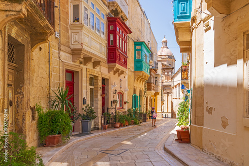 Typical Street View  of picturesque  Vittoriosa (Birgu)  Valletta,Malta,Europe