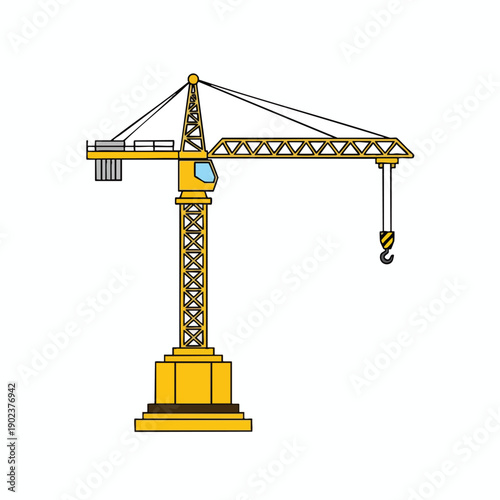 Yellow Construction Crane Illustration