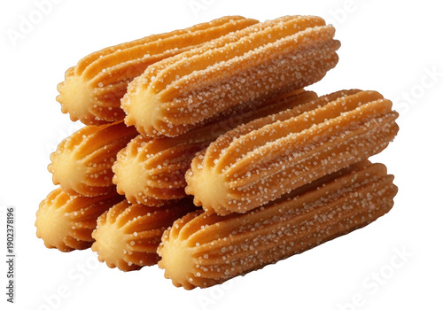 Stack of churros isolated on white background