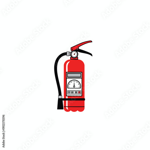 Red Fire Extinguisher with Pressure Gauge