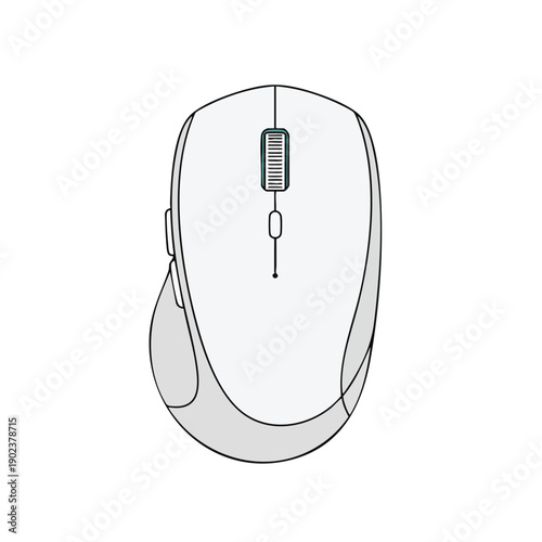 Simple Line Drawing of a Wired Computer Mouse