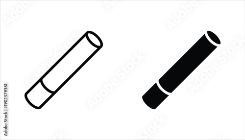 Cigarette tilted in outline and solid black styles