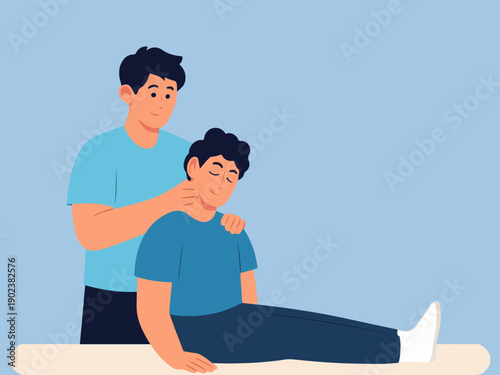 Physiotherapy Session Illustration Physical Therapy Massage Treatment Vector.eps