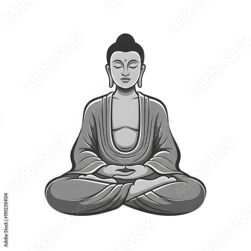 Meditating Buddha illustration for Buddha Purnima celebrations and spiritual enlightenment, promoting peace and mindfulness