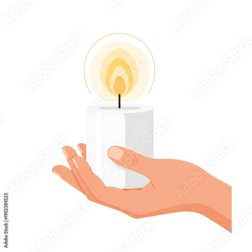 A gentle hand cradling a glowing candle, symbolizing peace, spiritual light, and serene observance, a profound image for Buddha Purnima reflections and mindfulness