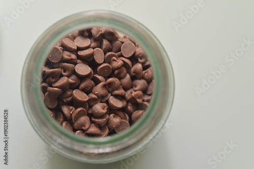 Chocolate chips in a glass jar