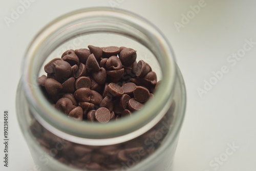 Chocolate chips in a glass jar