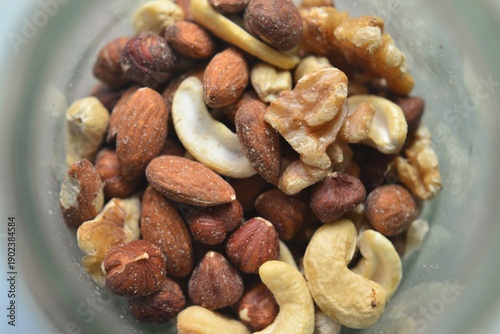 Nutritious healthy Mixed nuts in glass jar