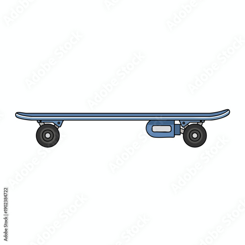 Blue skateboard on white background