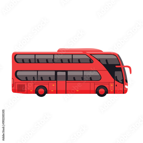 Red Double Decker City Bus Vector Illustration