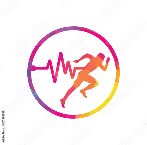 Pulse marathon logo design icon vector.