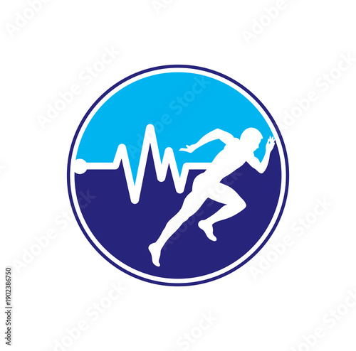 Pulse marathon logo design icon vector. 