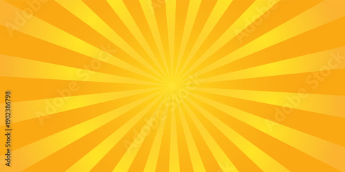 Orange sun ray background. Shine summer sunburst in retro design. Template for poster or banner.