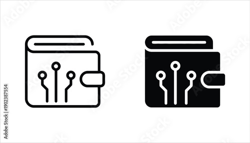 Digital crypto wallet icon showing electronic circuit and connection