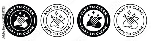 Easy to clean circular icon with hand wiping surface and sparkles