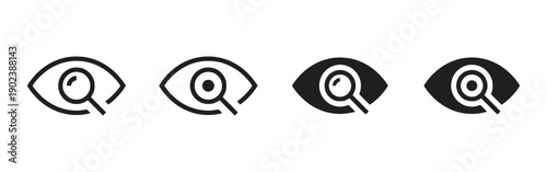 Eye icon with magnifying glass for search or vision concept