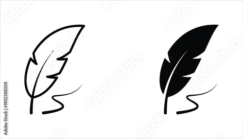 Feather pen and ink squiggle icon for writing and creative expression