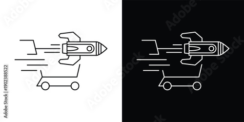 The dual presentation in light and dark background versions highlights its versatility for different UI themes. This icon is perfectly suited for e-commerce platforms, mobile apps, online marketplaces