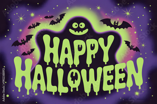 Happy Halloween green color typography