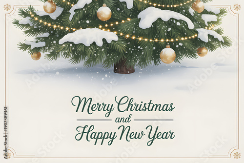 Merry Christmas and Happy New Year typography