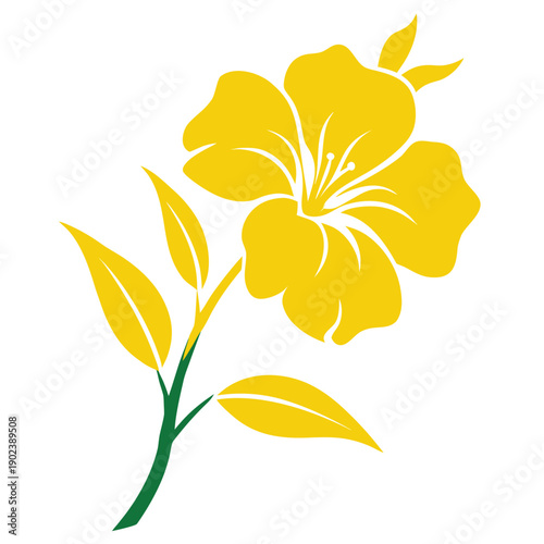 yellow flower silhouette isolated on white