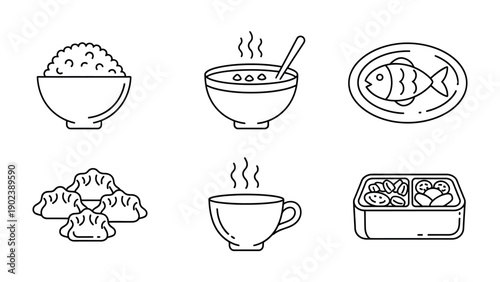 Culinary Collection: Illustrated assortment of traditional dishes