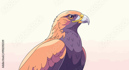 Pixel art golden eagle head and shoulder portrait against soft pink background