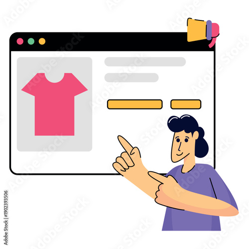 Illustration of woman interacting with e-commerce website