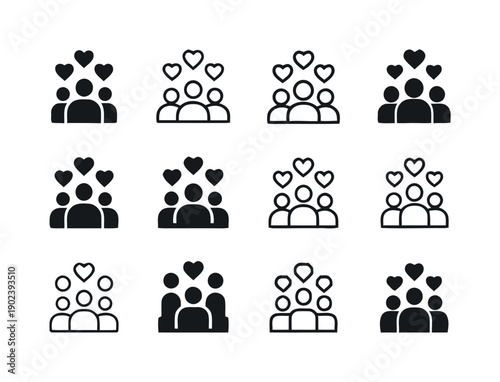 Group of people icons showing love and connection