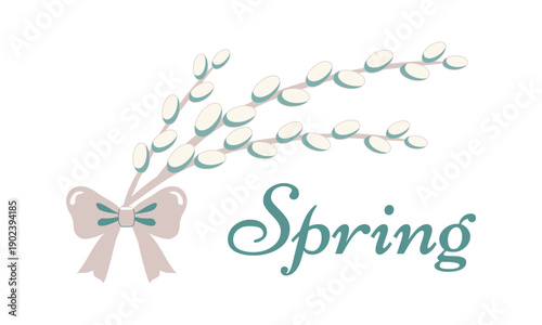 A banner with willow branches and the inscription spring