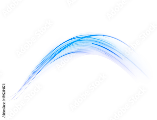 Radiant light stripes stretch forward like accelerated data streams. Bright motion lines express digital speed. High tech illustration on clean white PNG background.