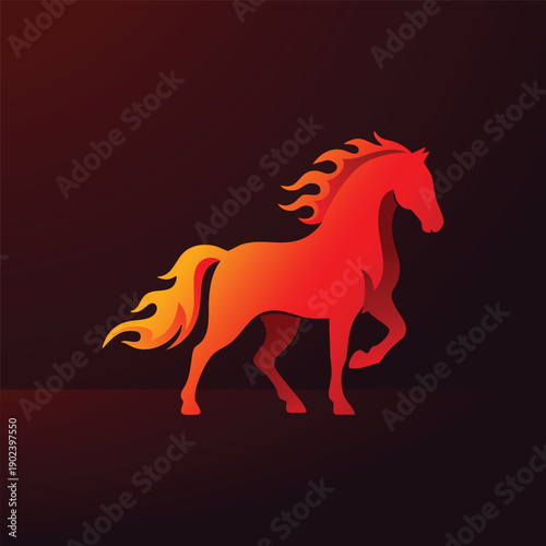 Running Horse Silhouette in Red Gradient Running Freely Dynamic