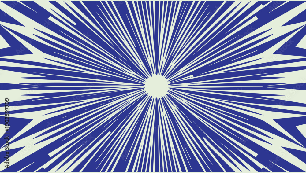 Obraz premium Abstract radial burst design with vibrant blue and white color scheme