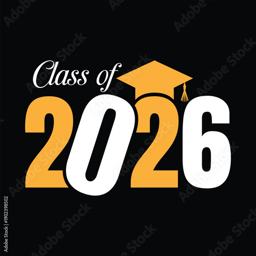 Class of 2026 Graduation Design with Cap Vector
