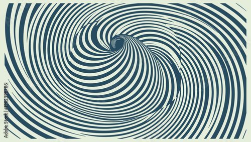 Optical illusion with swirling blue lines creating a vortex effect